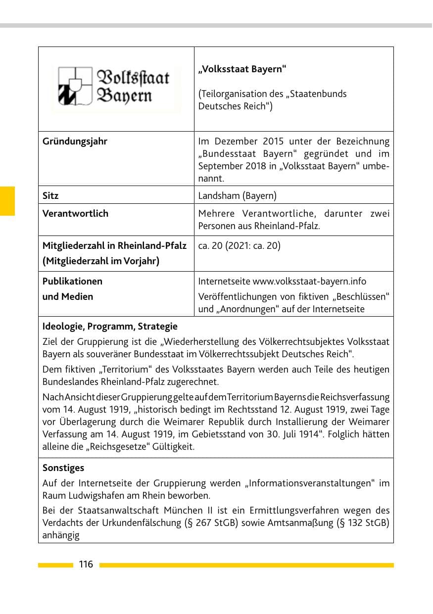 Seite 118 des Verfassungsschutzbericht 2022 Rheinland-Pfalz
