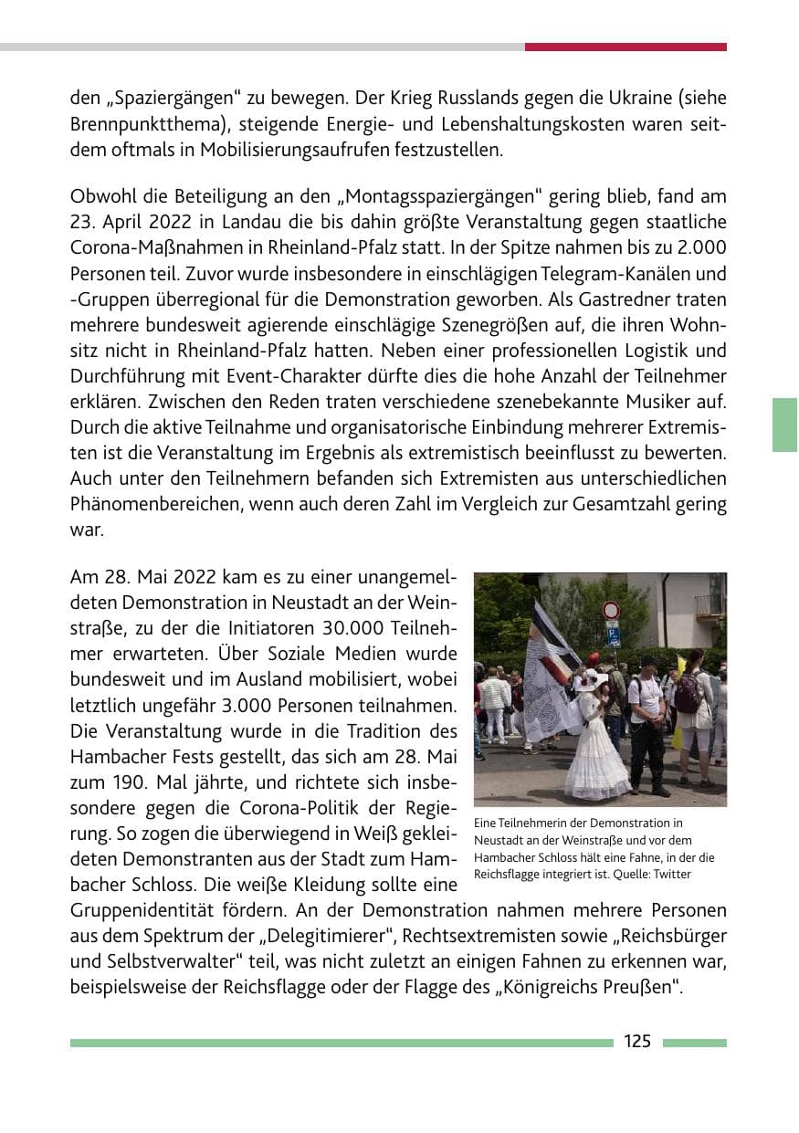 Seite 127 des Verfassungsschutzbericht 2022 Rheinland-Pfalz