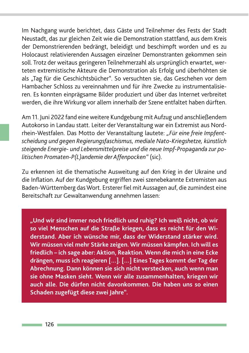 Seite 128 des Verfassungsschutzbericht 2022 Rheinland-Pfalz