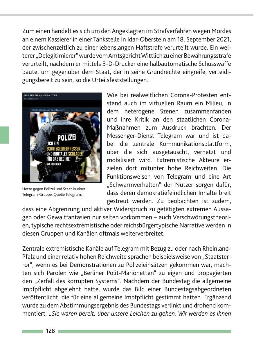 Seite 130 des Verfassungsschutzbericht 2022 Rheinland-Pfalz