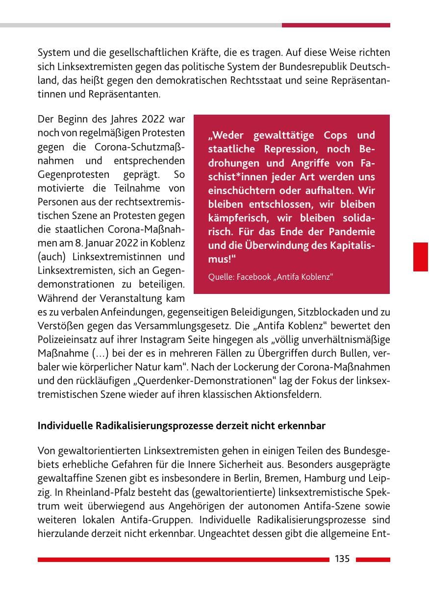 Seite 137 des Verfassungsschutzbericht 2022 Rheinland-Pfalz