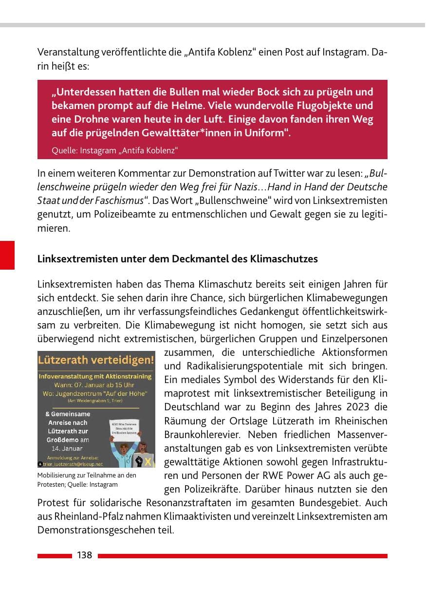 Seite 140 des Verfassungsschutzbericht 2022 Rheinland-Pfalz