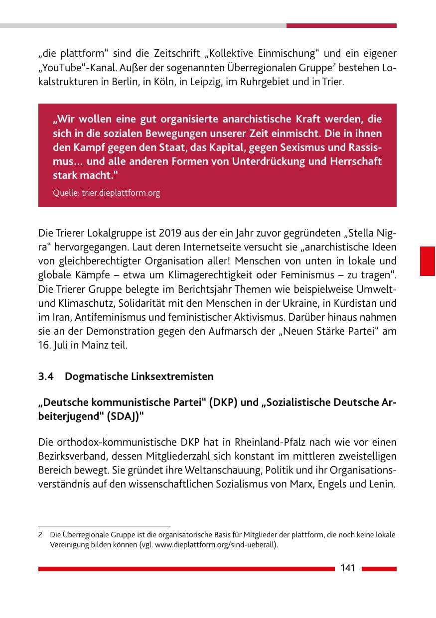 Seite 143 des Verfassungsschutzbericht 2022 Rheinland-Pfalz
