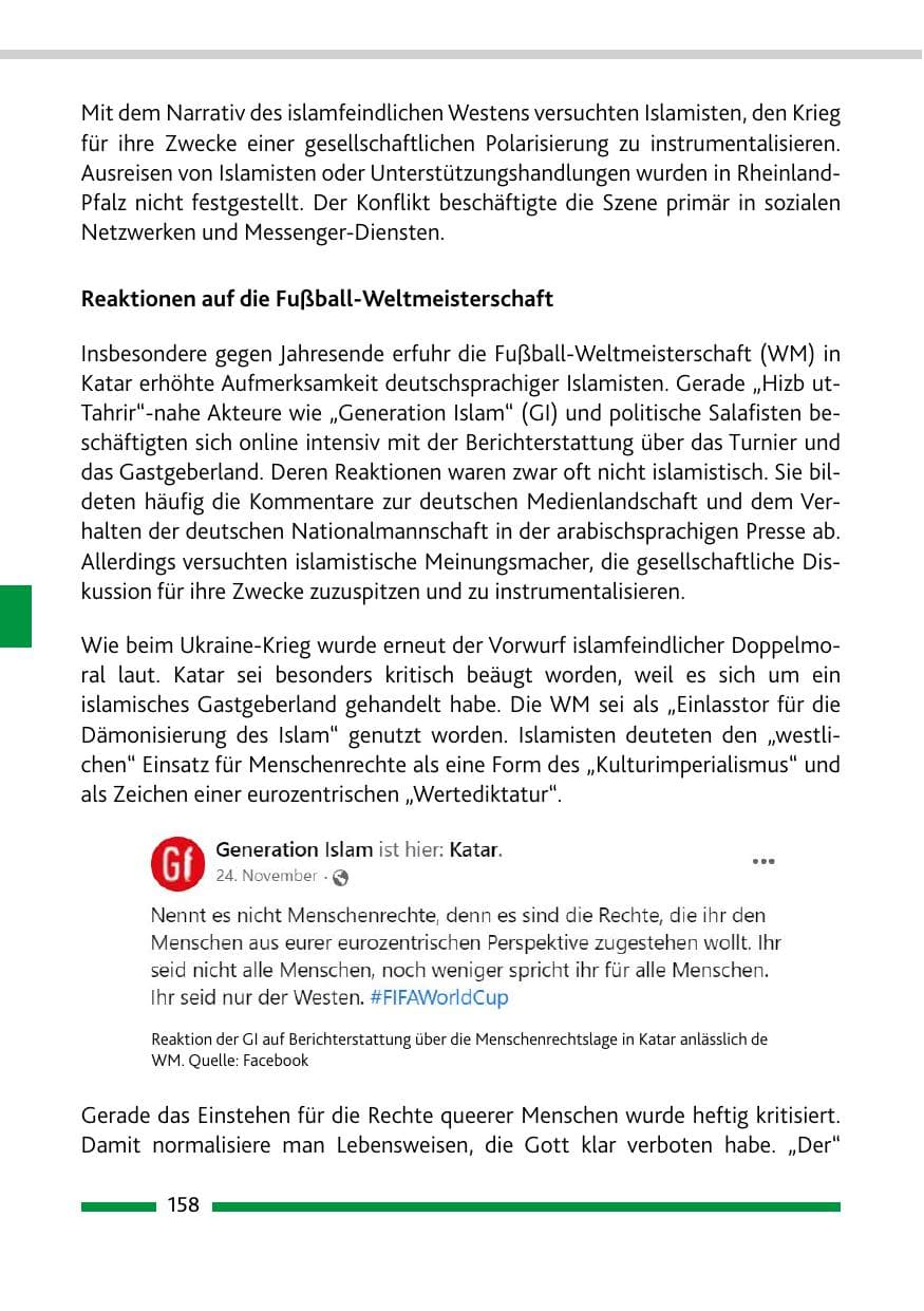 Seite 160 des Verfassungsschutzbericht 2022 Rheinland-Pfalz