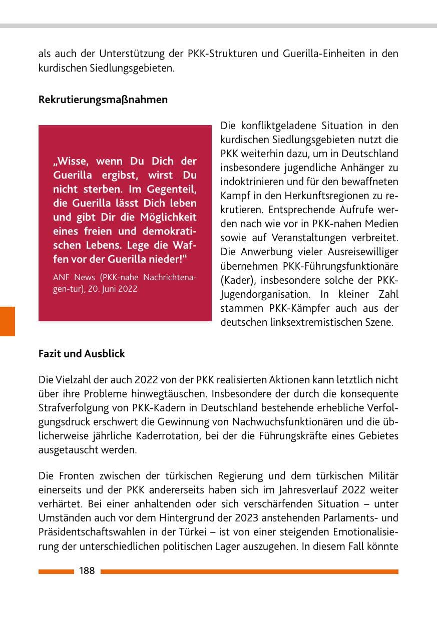 Seite 190 des Verfassungsschutzbericht 2022 Rheinland-Pfalz