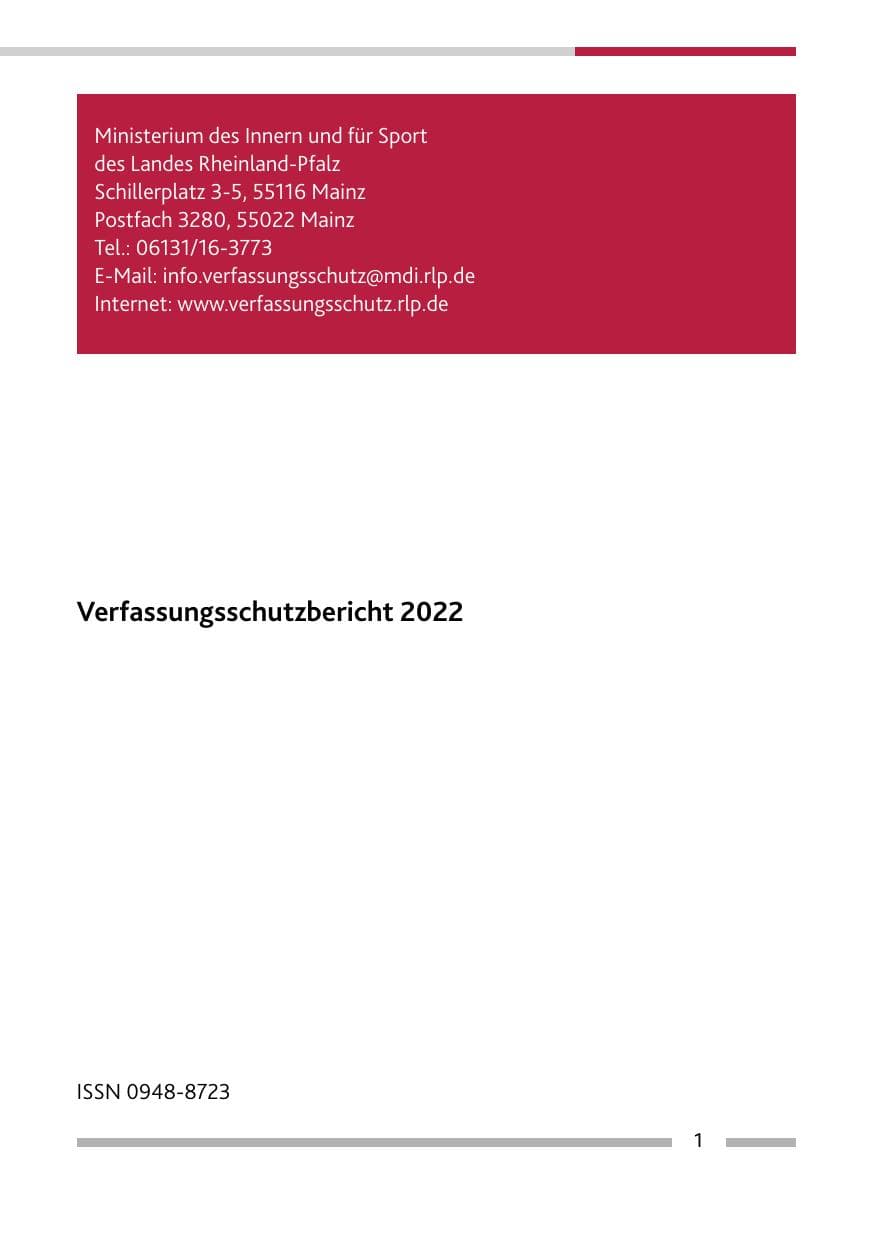 Seite 3 des Verfassungsschutzbericht 2022 Rheinland-Pfalz