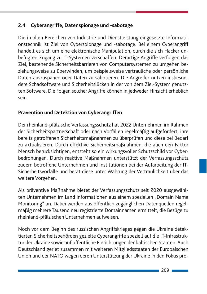 Seite 211 des Verfassungsschutzbericht 2022 Rheinland-Pfalz