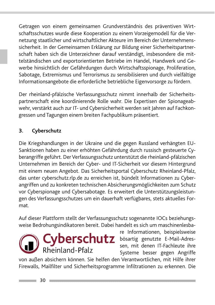 Seite 32 des Verfassungsschutzbericht 2022 Rheinland-Pfalz