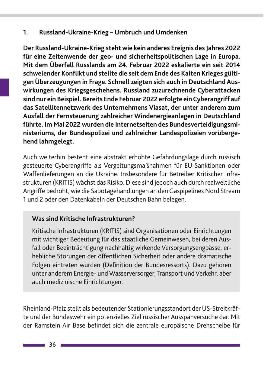 Seite 38 des Verfassungsschutzbericht 2022 Rheinland-Pfalz