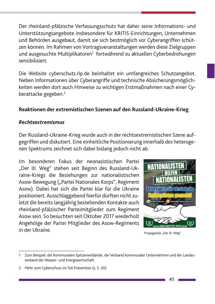 Seite 43 des Verfassungsschutzbericht 2022 Rheinland-Pfalz