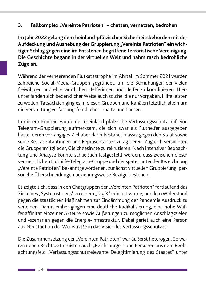 Seite 56 des Verfassungsschutzbericht 2022 Rheinland-Pfalz
