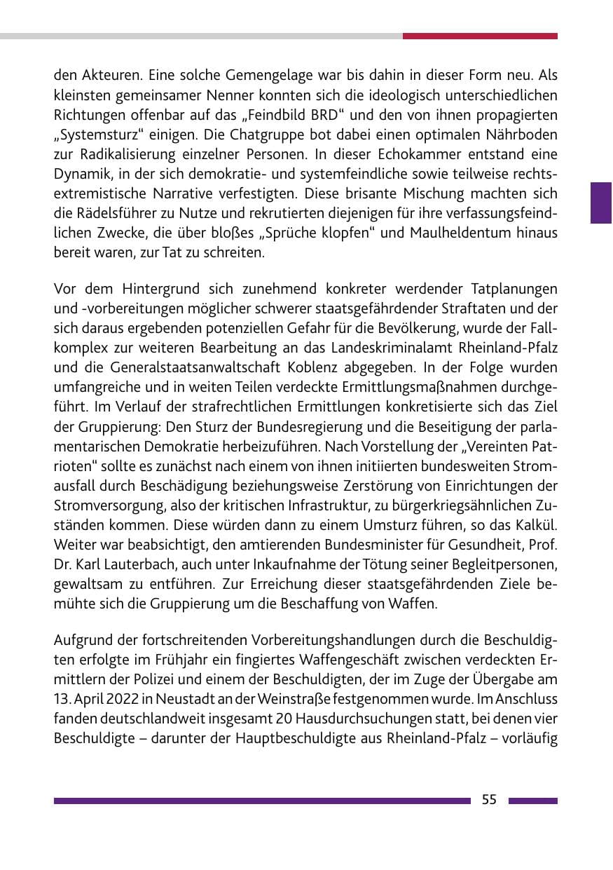 Seite 57 des Verfassungsschutzbericht 2022 Rheinland-Pfalz
