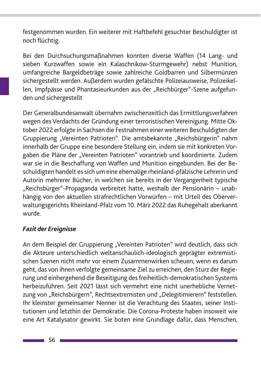 Seite 58 des Verfassungsschutzbericht 2022 Rheinland-Pfalz