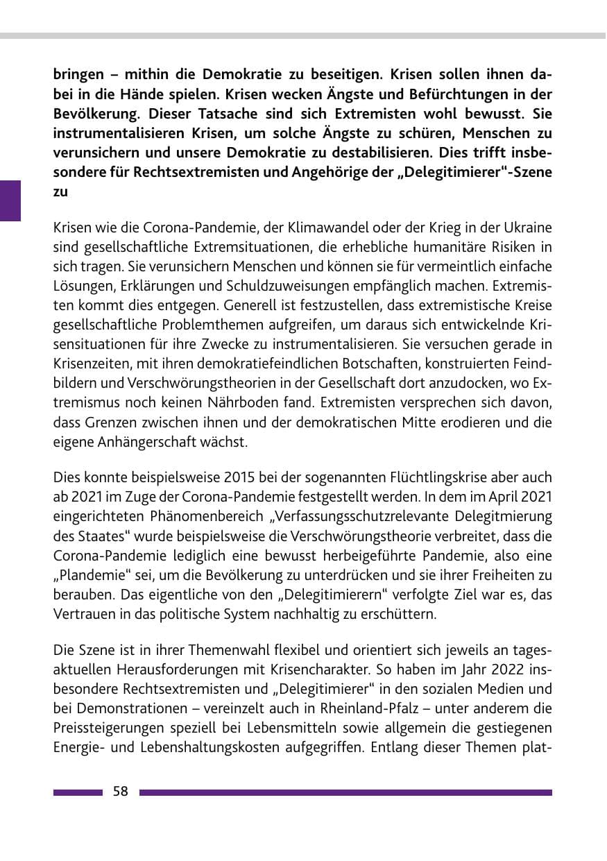 Seite 60 des Verfassungsschutzbericht 2022 Rheinland-Pfalz