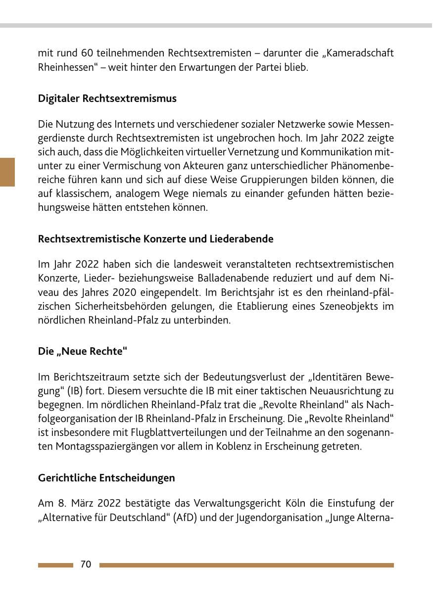 Seite 72 des Verfassungsschutzbericht 2022 Rheinland-Pfalz