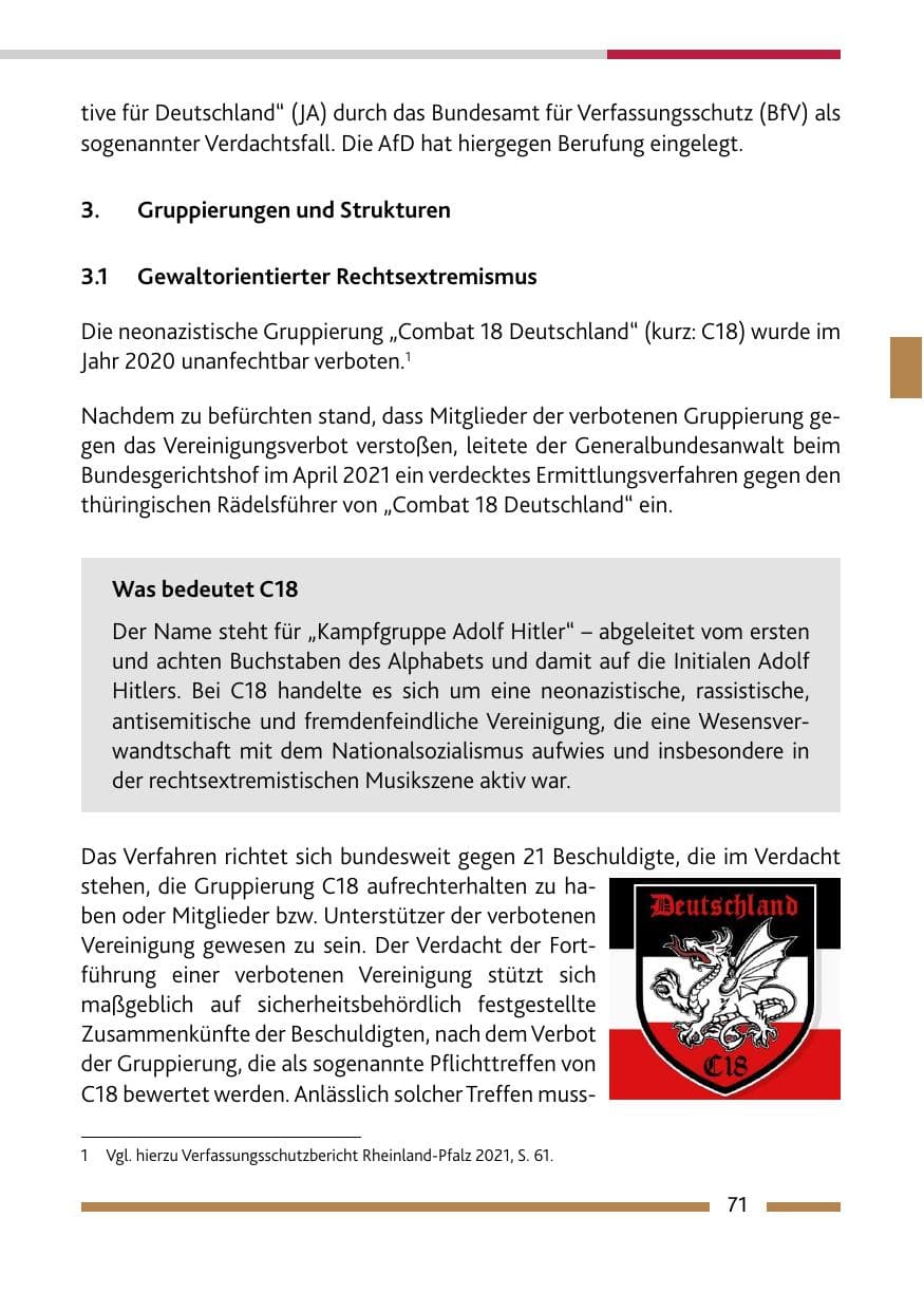 Seite 73 des Verfassungsschutzbericht 2022 Rheinland-Pfalz