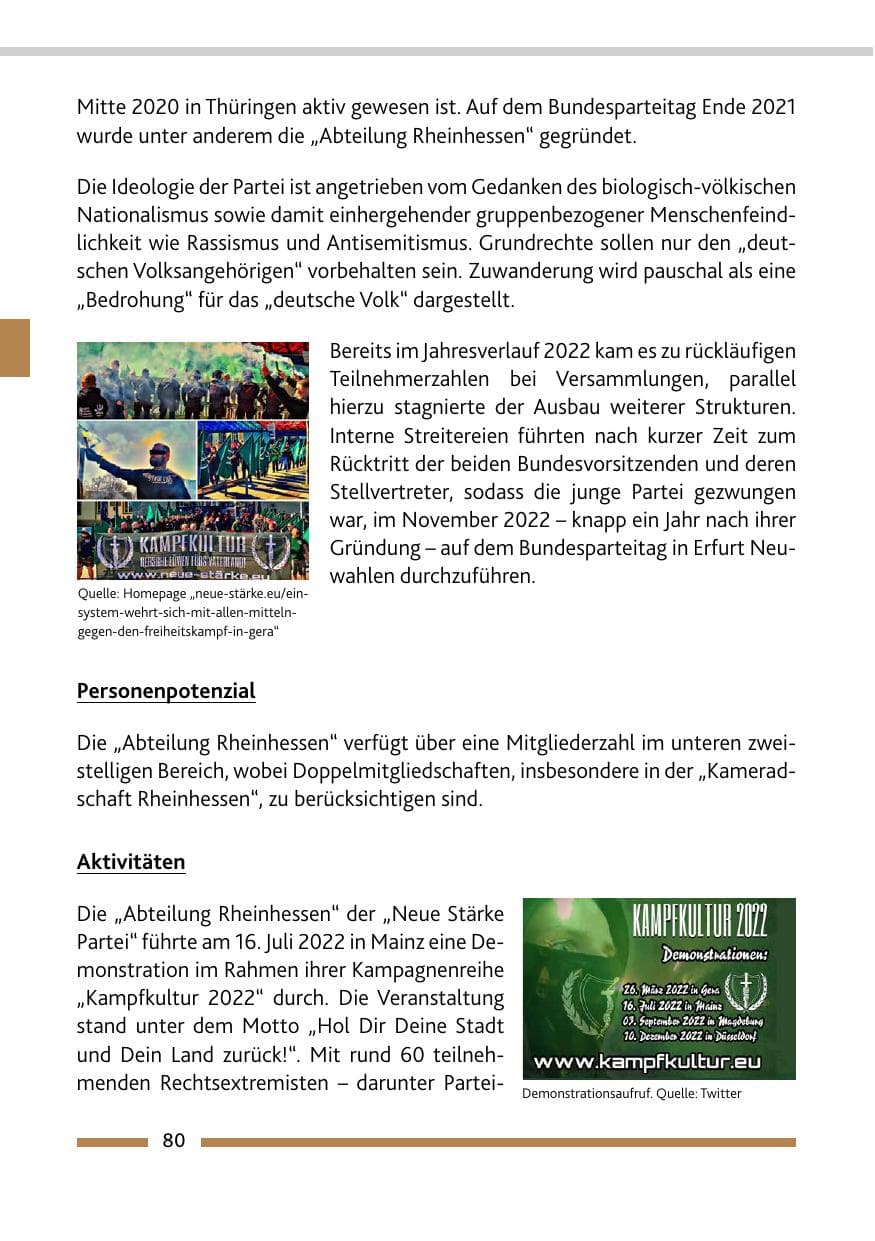 Seite 82 des Verfassungsschutzbericht 2022 Rheinland-Pfalz