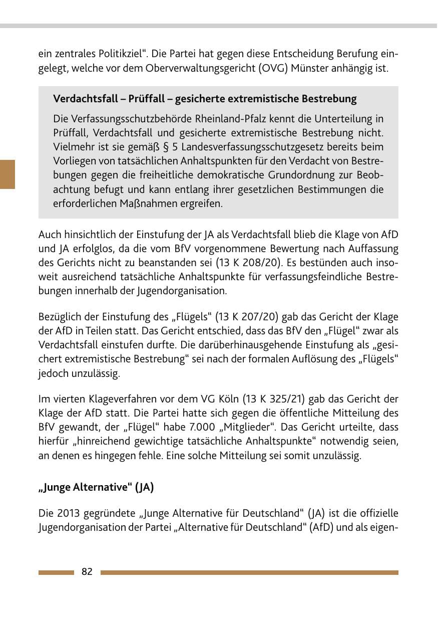 Seite 84 des Verfassungsschutzbericht 2022 Rheinland-Pfalz