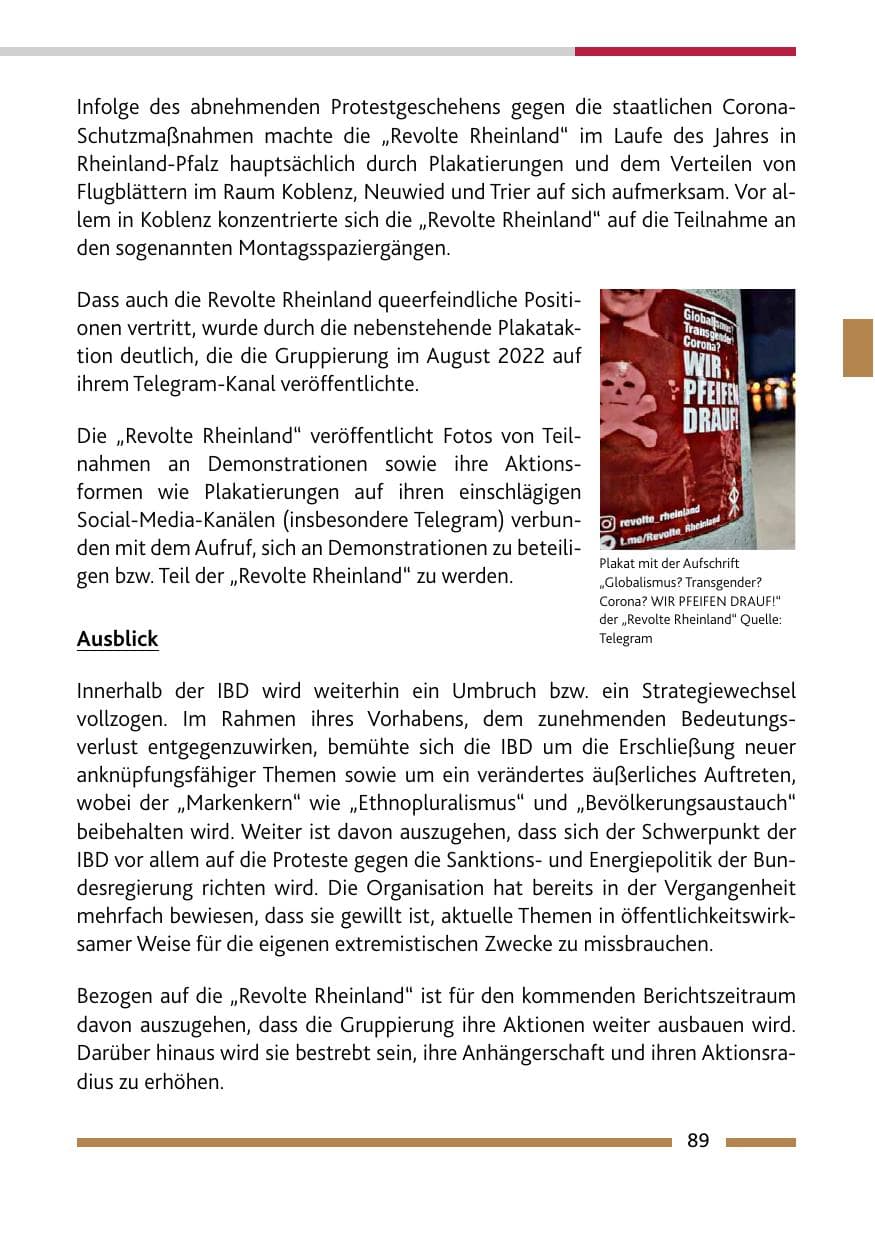 Seite 91 des Verfassungsschutzbericht 2022 Rheinland-Pfalz