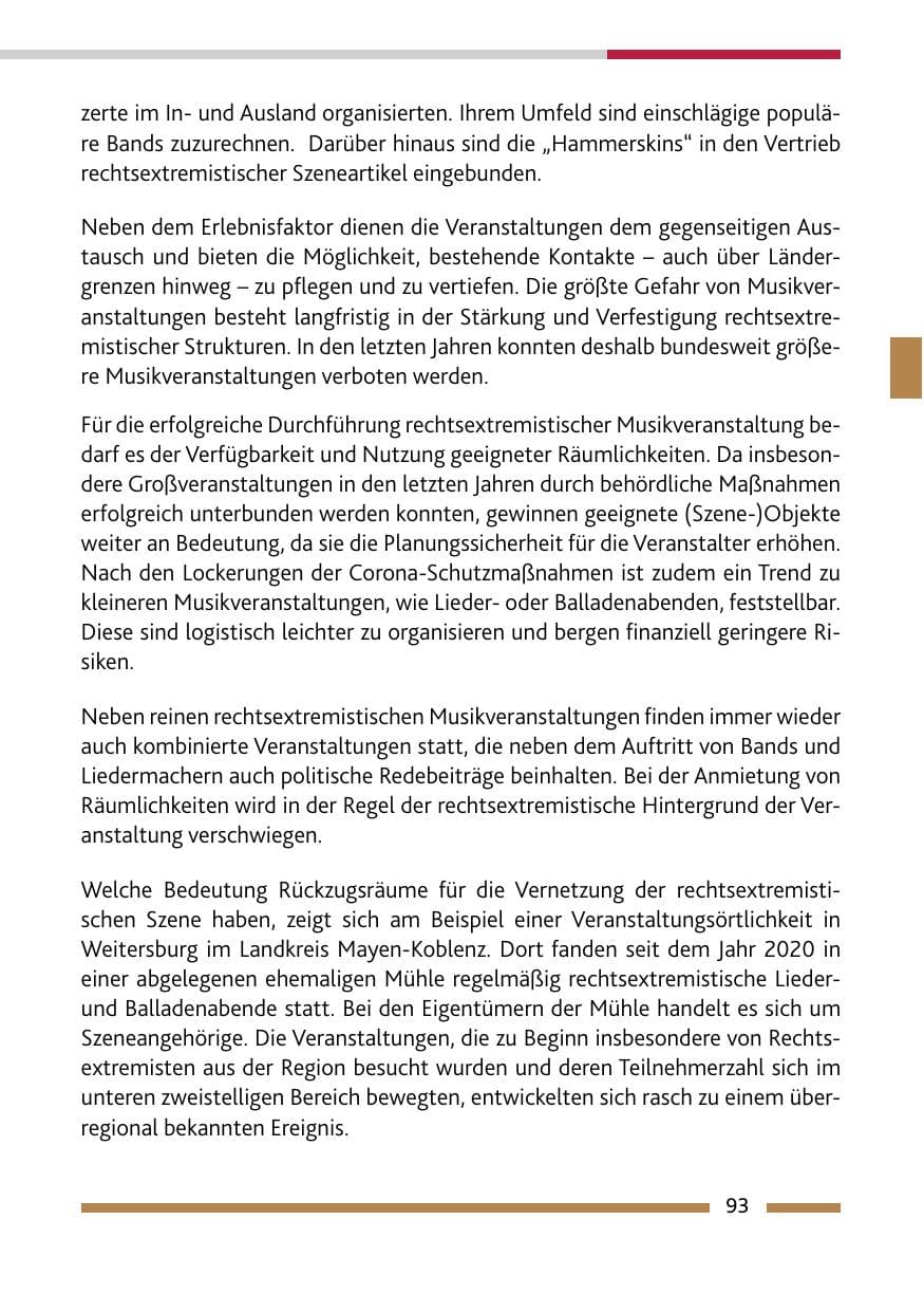 Seite 95 des Verfassungsschutzbericht 2022 Rheinland-Pfalz