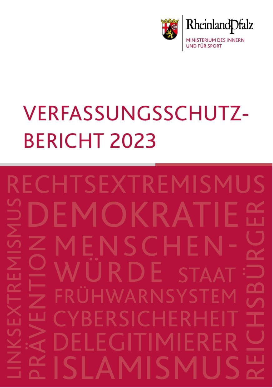 Seite 1 des Verfassungsschutzbericht 2023 Rheinland-Pfalz