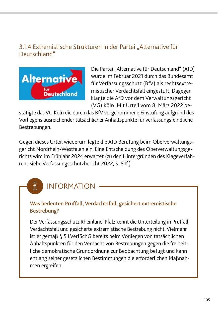 Seite 105 des Verfassungsschutzbericht 2023 Rheinland-Pfalz