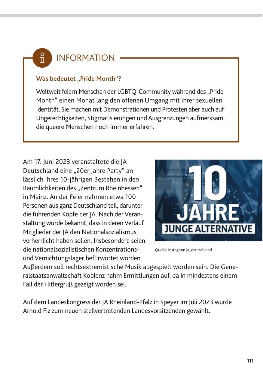 Seite 111 des Verfassungsschutzbericht 2023 Rheinland-Pfalz