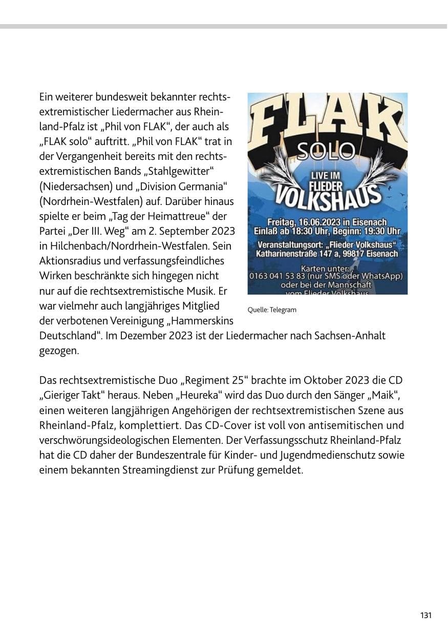 Seite 131 des Verfassungsschutzbericht 2023 Rheinland-Pfalz