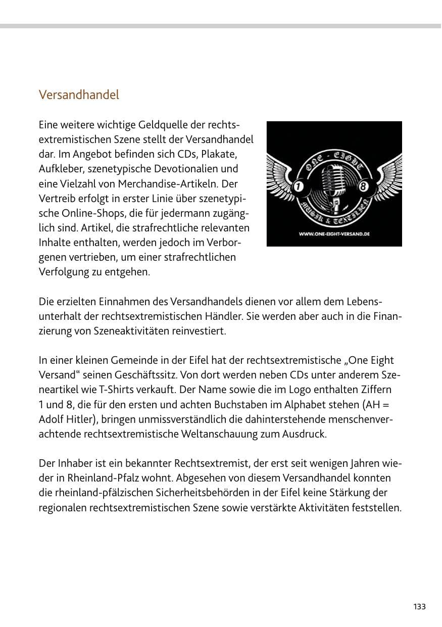Seite 133 des Verfassungsschutzbericht 2023 Rheinland-Pfalz