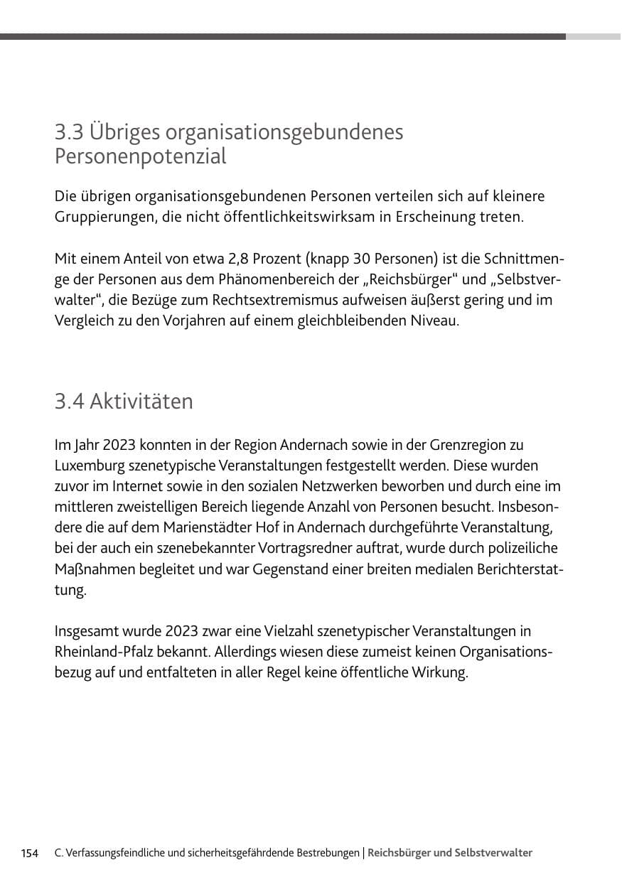 Seite 154 des Verfassungsschutzbericht 2023 Rheinland-Pfalz