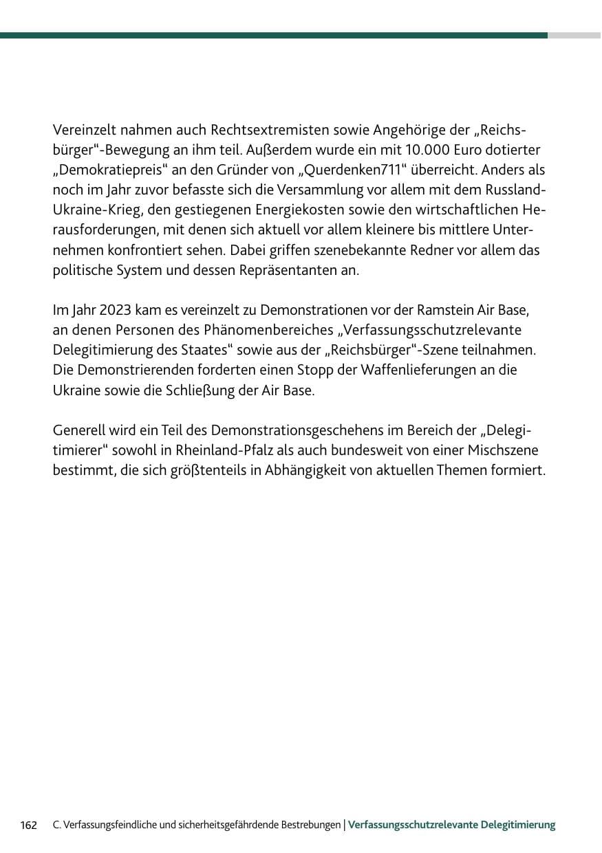 Seite 162 des Verfassungsschutzbericht 2023 Rheinland-Pfalz