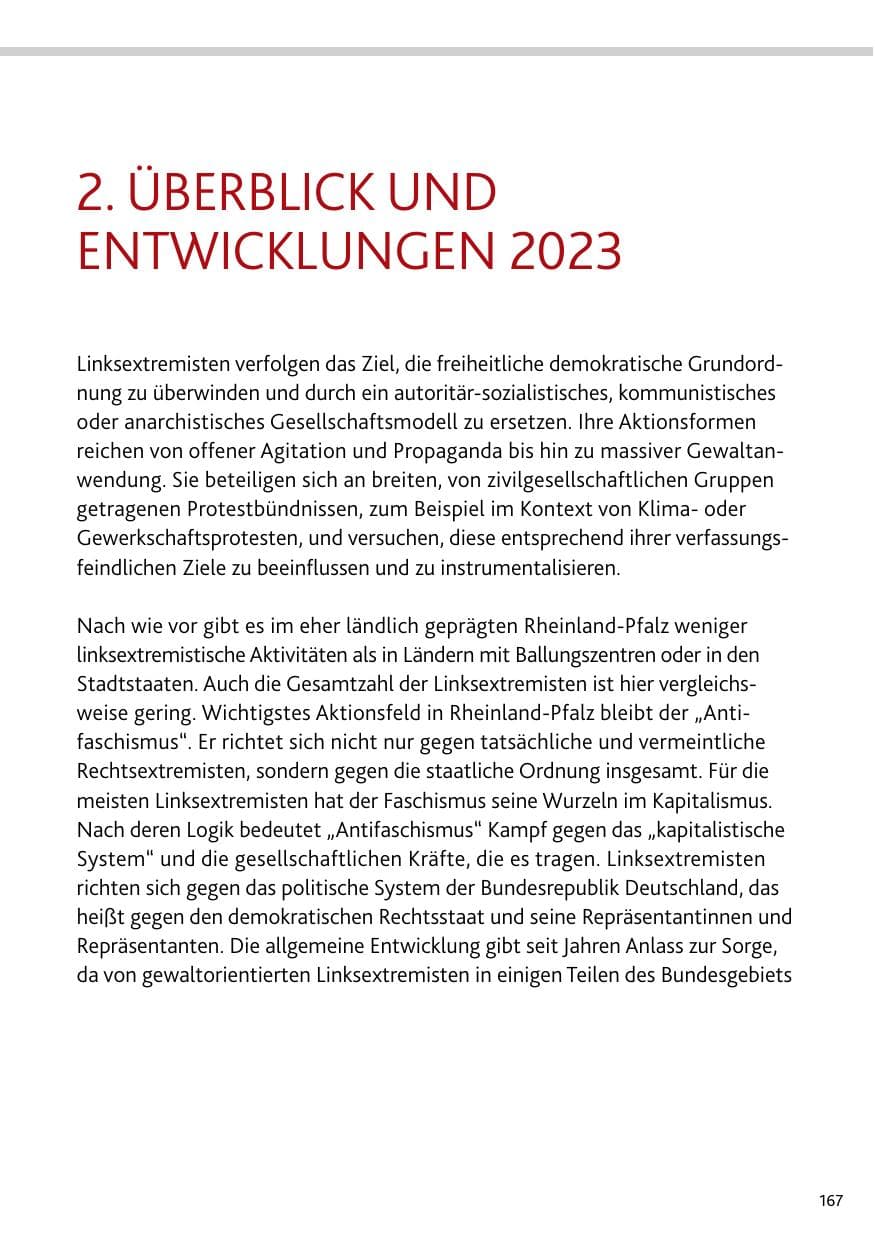 Seite 167 des Verfassungsschutzbericht 2023 Rheinland-Pfalz