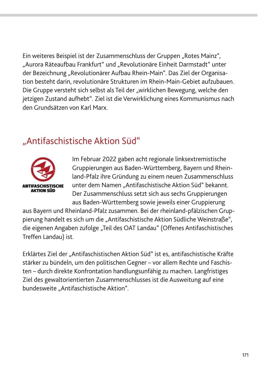 Seite 171 des Verfassungsschutzbericht 2023 Rheinland-Pfalz