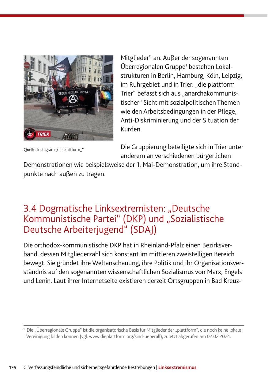 Seite 176 des Verfassungsschutzbericht 2023 Rheinland-Pfalz
