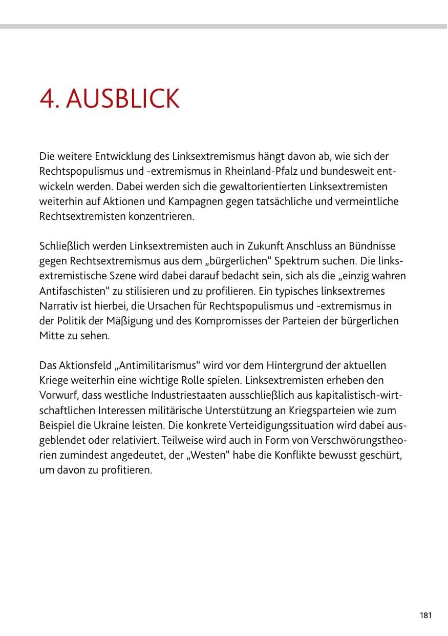 Seite 181 des Verfassungsschutzbericht 2023 Rheinland-Pfalz