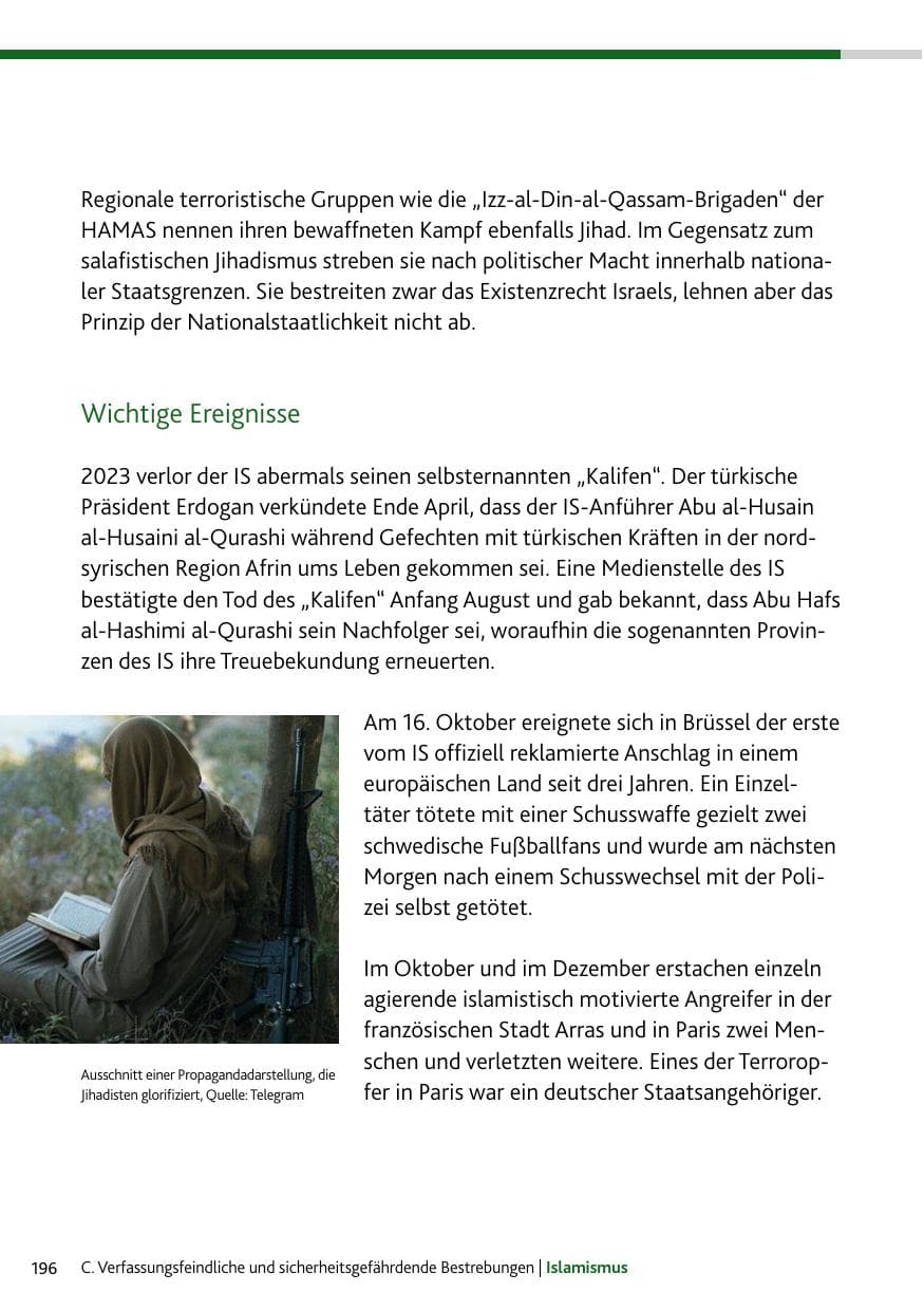 Seite 196 des Verfassungsschutzbericht 2023 Rheinland-Pfalz
