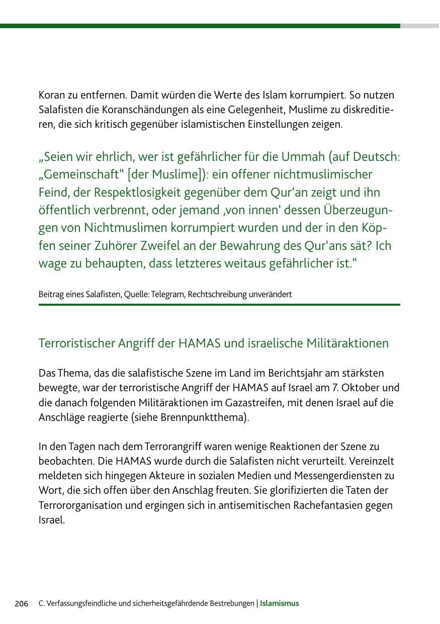 Seite 206 des Verfassungsschutzbericht 2023 Rheinland-Pfalz