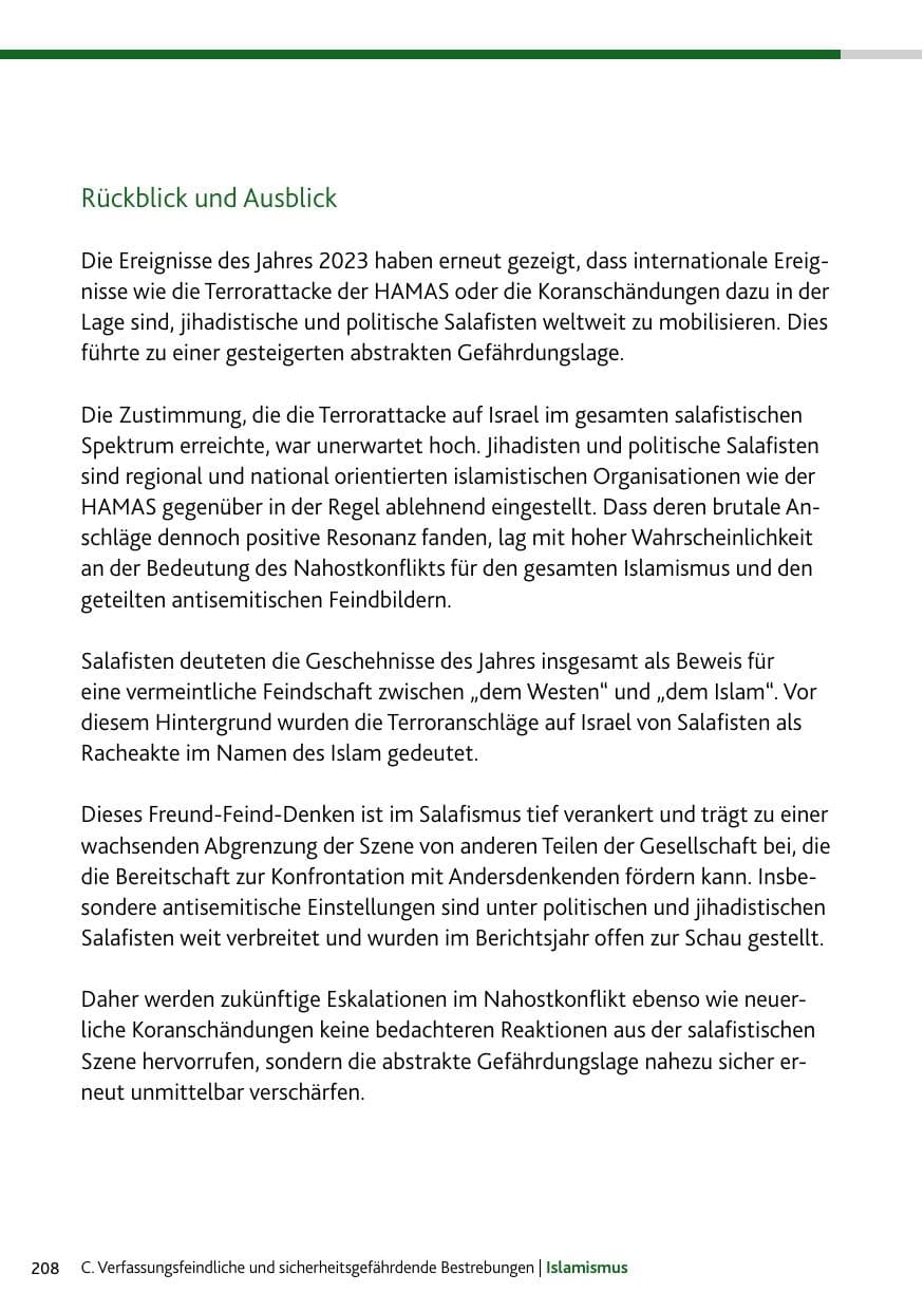 Seite 208 des Verfassungsschutzbericht 2023 Rheinland-Pfalz