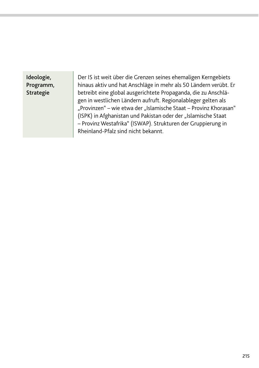 Seite 215 des Verfassungsschutzbericht 2023 Rheinland-Pfalz