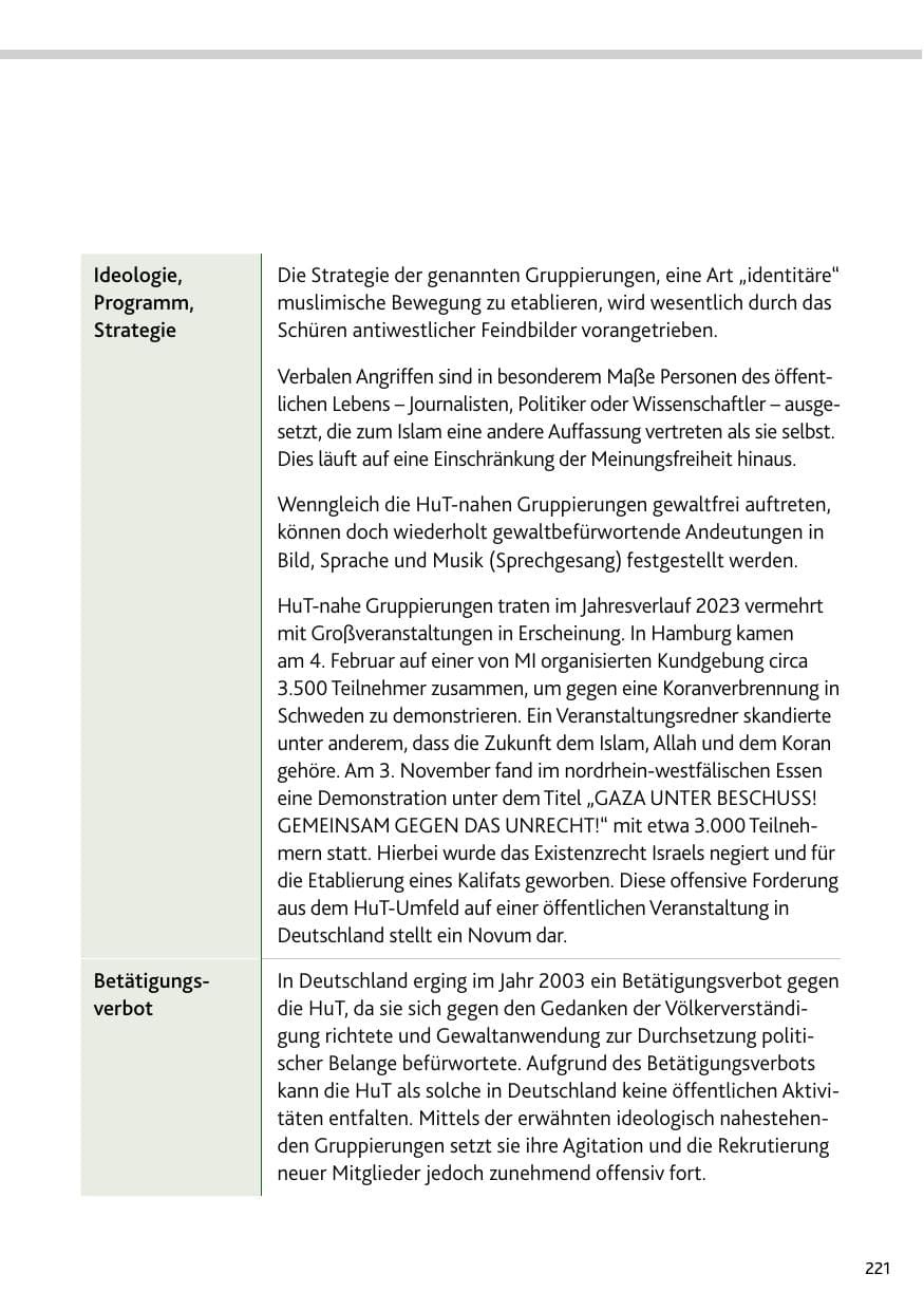 Seite 221 des Verfassungsschutzbericht 2023 Rheinland-Pfalz