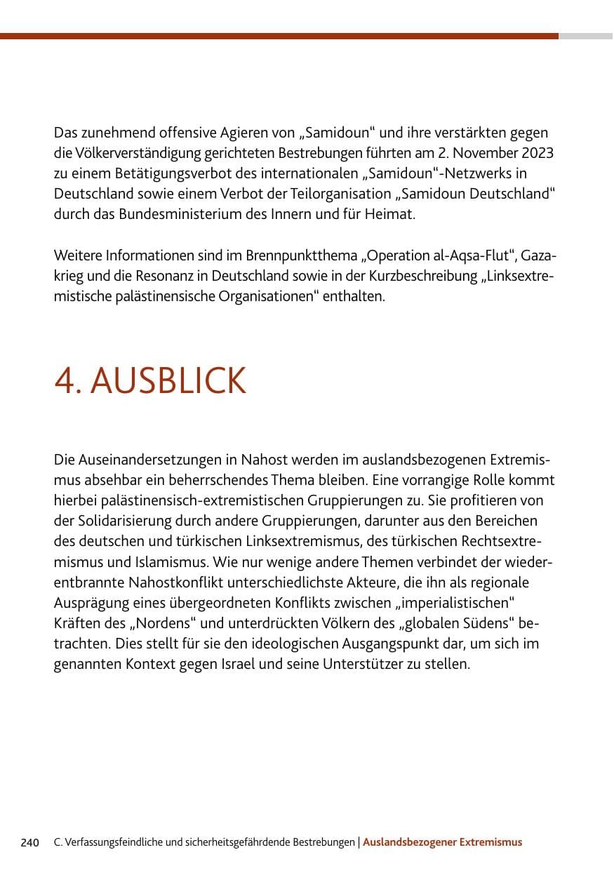 Seite 240 des Verfassungsschutzbericht 2023 Rheinland-Pfalz