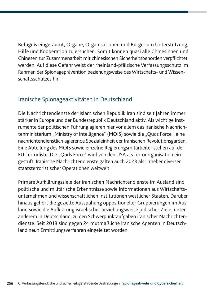 Seite 256 des Verfassungsschutzbericht 2023 Rheinland-Pfalz