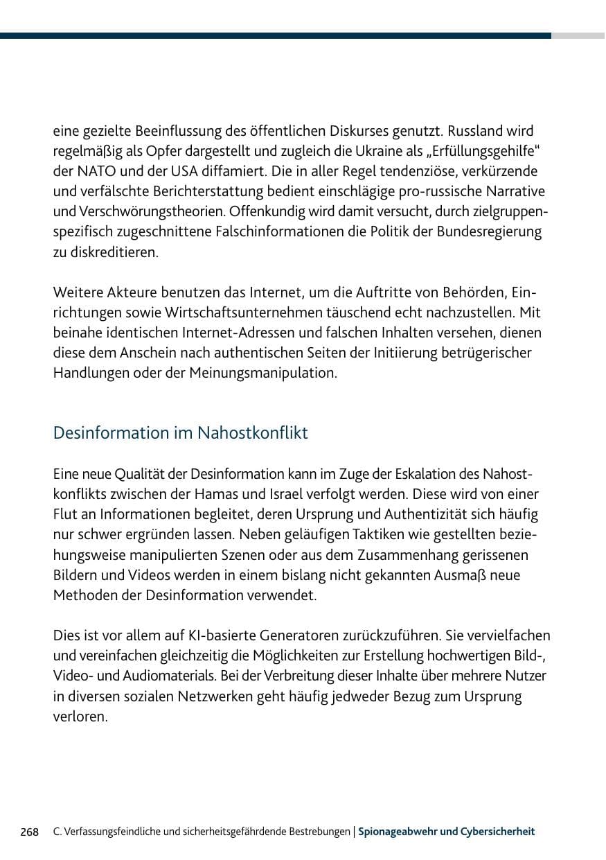 Seite 268 des Verfassungsschutzbericht 2023 Rheinland-Pfalz