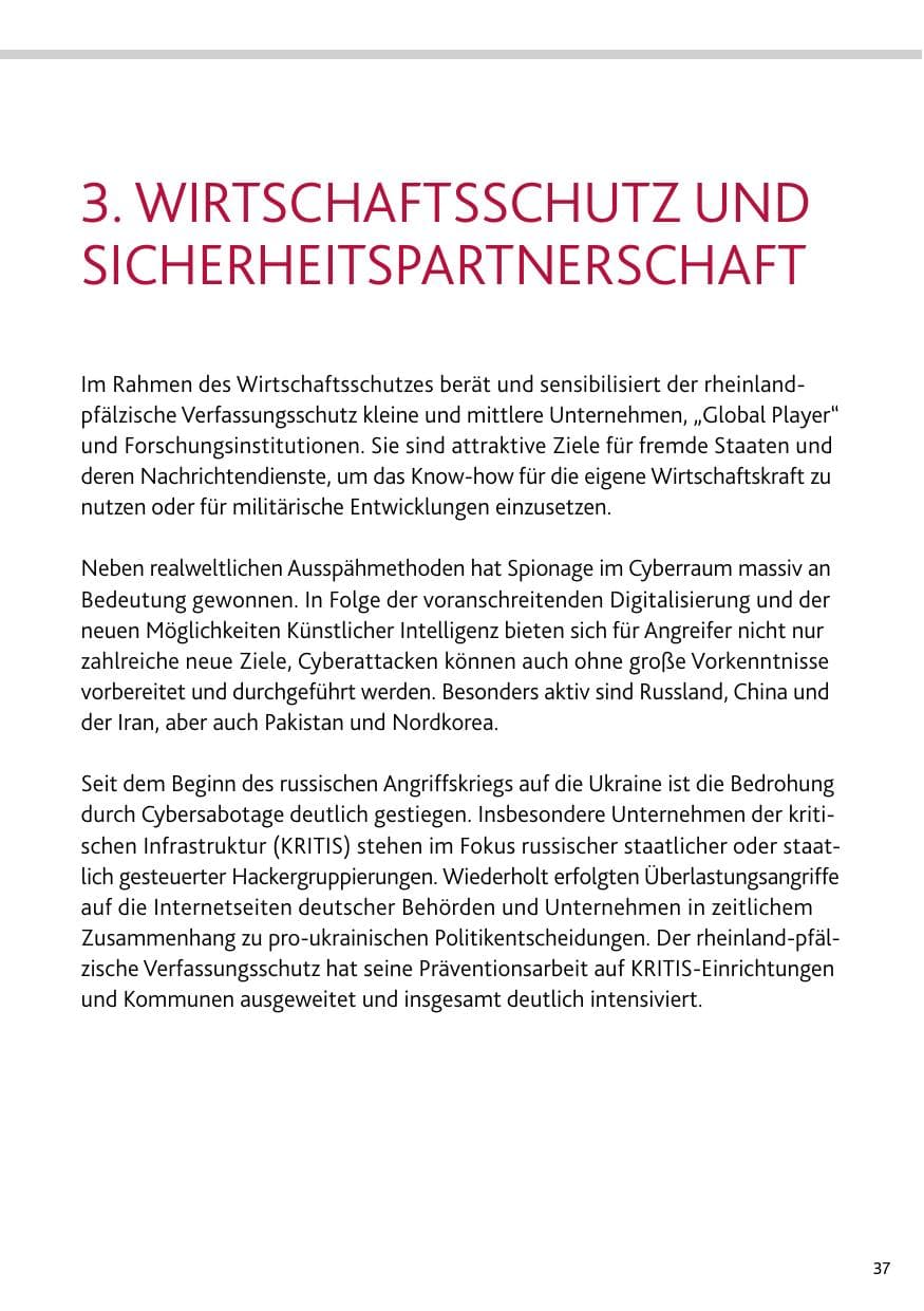 Seite 37 des Verfassungsschutzbericht 2023 Rheinland-Pfalz