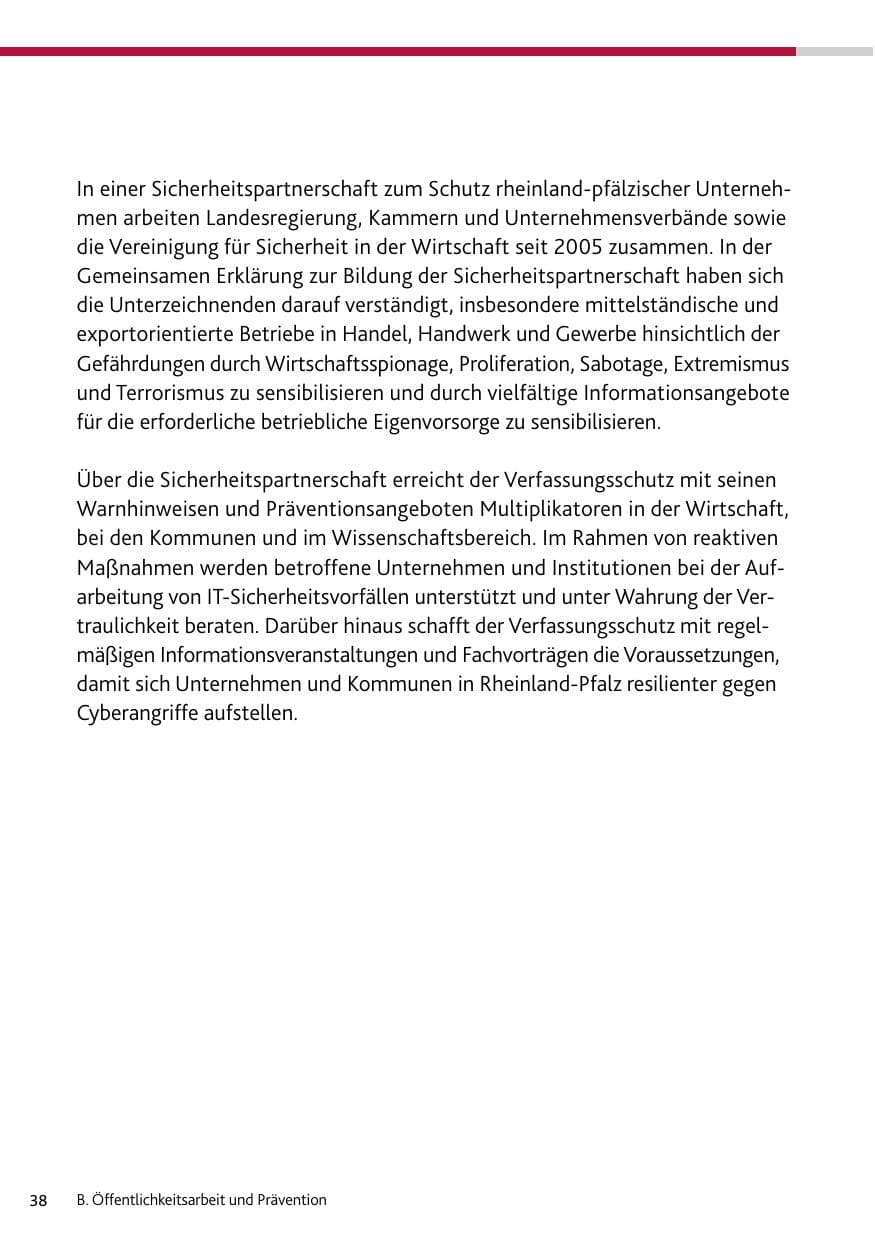 Seite 38 des Verfassungsschutzbericht 2023 Rheinland-Pfalz