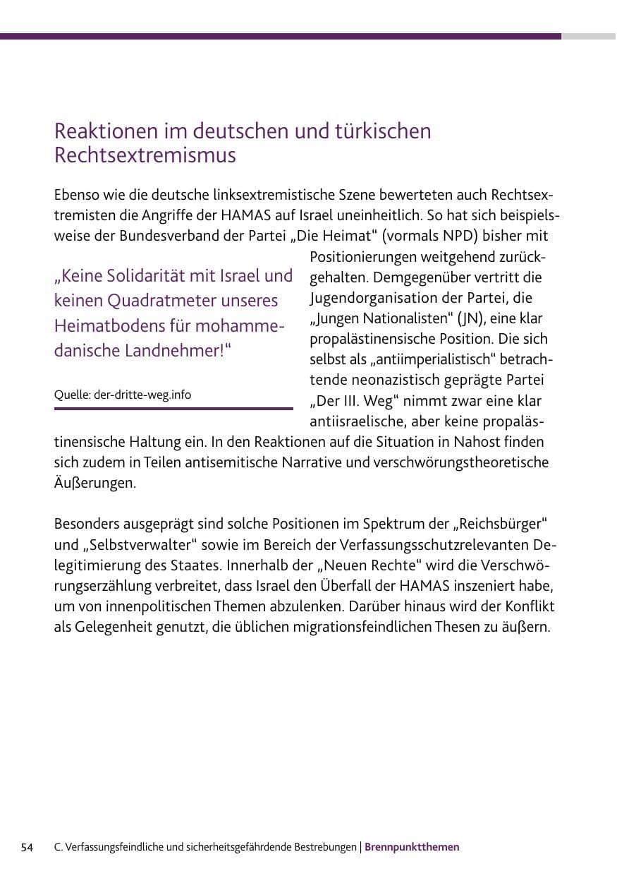 Seite 54 des Verfassungsschutzbericht 2023 Rheinland-Pfalz