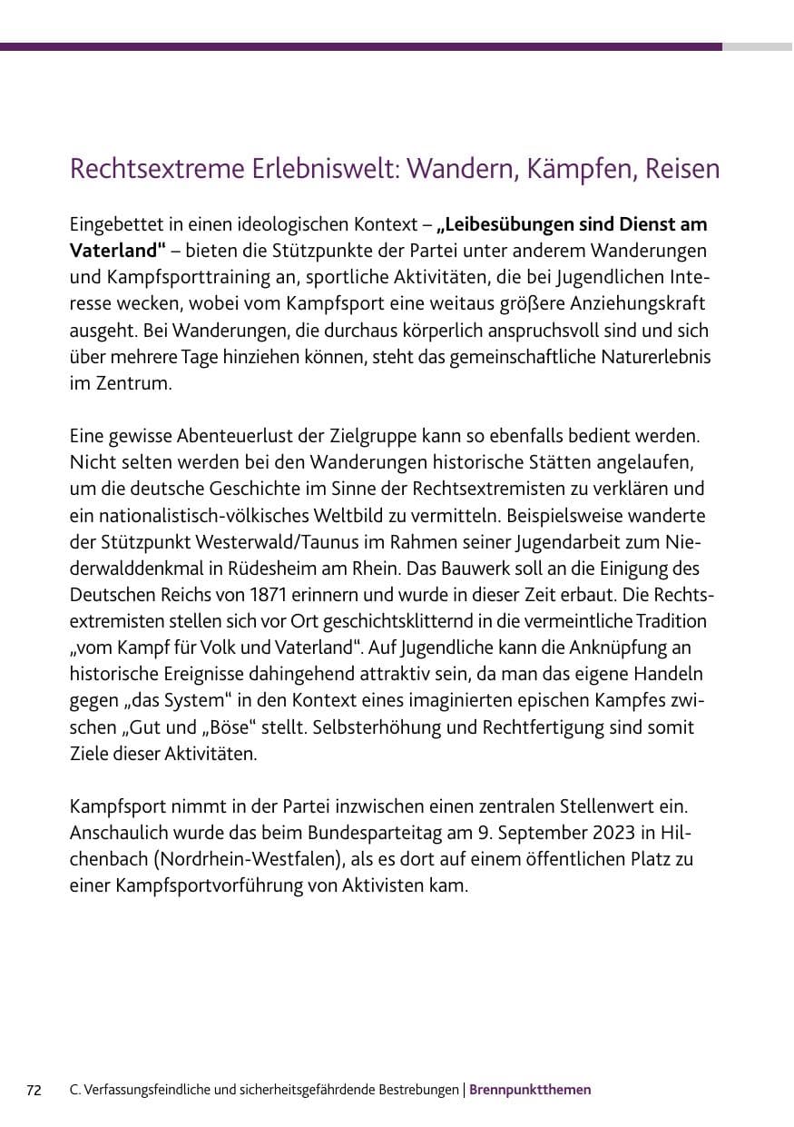Seite 72 des Verfassungsschutzbericht 2023 Rheinland-Pfalz