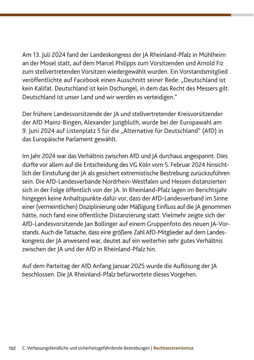 Seite 102 des Verfassungsschutzbericht 2024 Rheinland-Pfalz