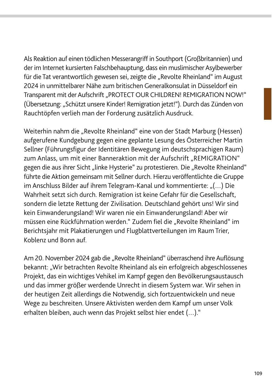 Seite 109 des Verfassungsschutzbericht 2024 Rheinland-Pfalz