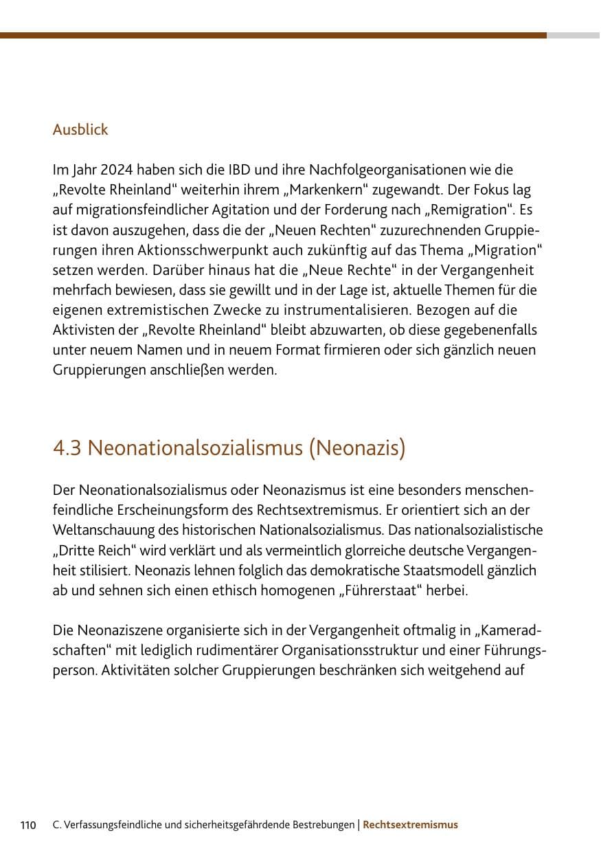 Seite 110 des Verfassungsschutzbericht 2024 Rheinland-Pfalz